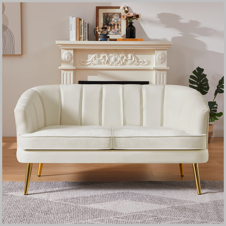 Mercer41 Jeiden 52" Velvet Recessed Arm Loveseat with Reversible